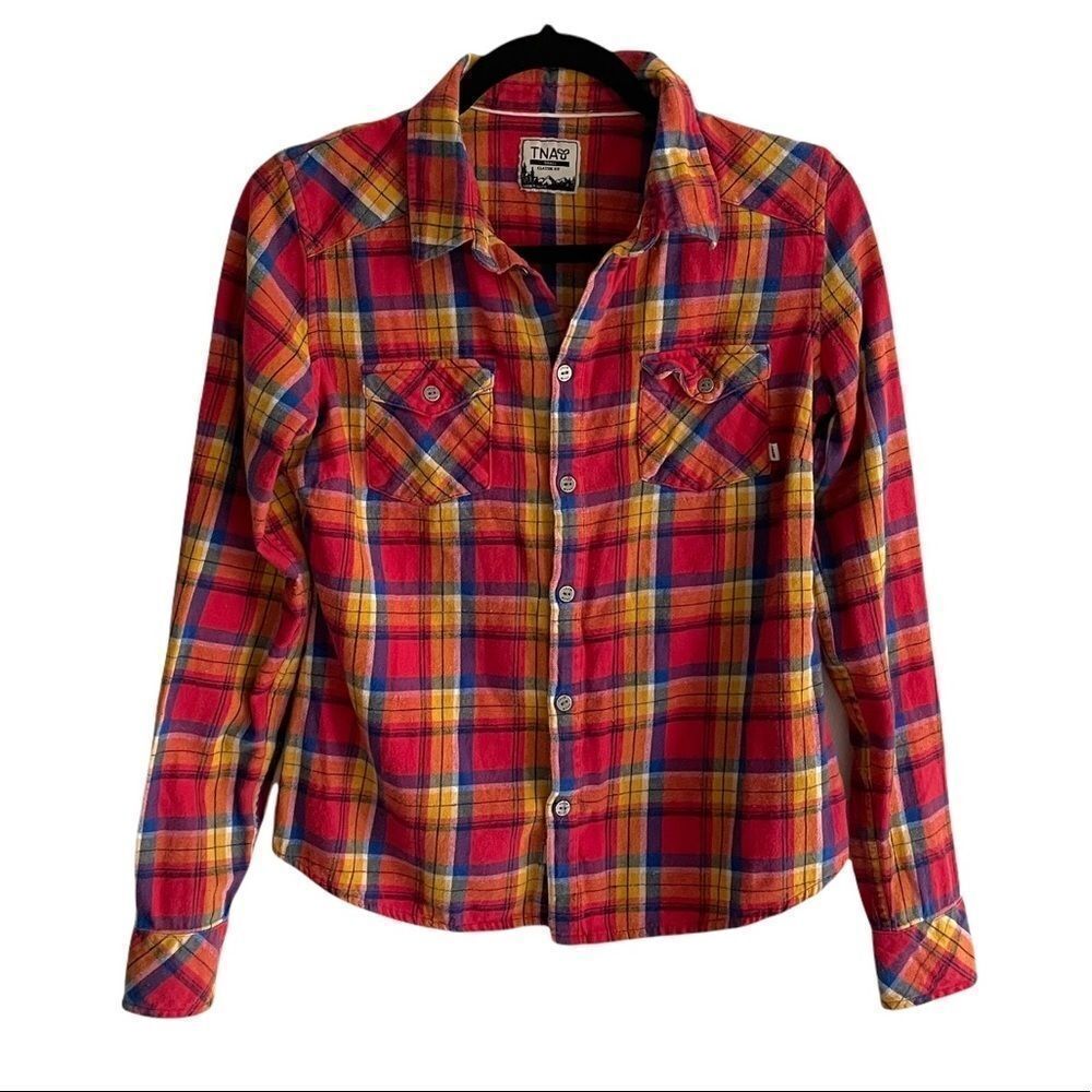 ARITZIA Tna Flannel Plaid Button Down Long Sleeve Shirt Classic Fit S